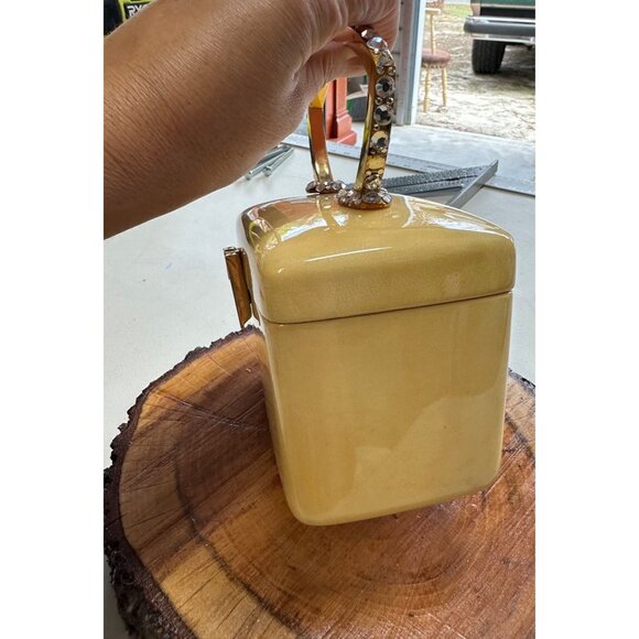 Vtg Lucite Box Purse Rhinestone Embellished Handle White Stag? Wilardy? Read - Picture 10 of 16